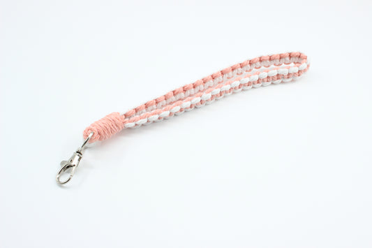 Salmon & White Macrame Wristlet
