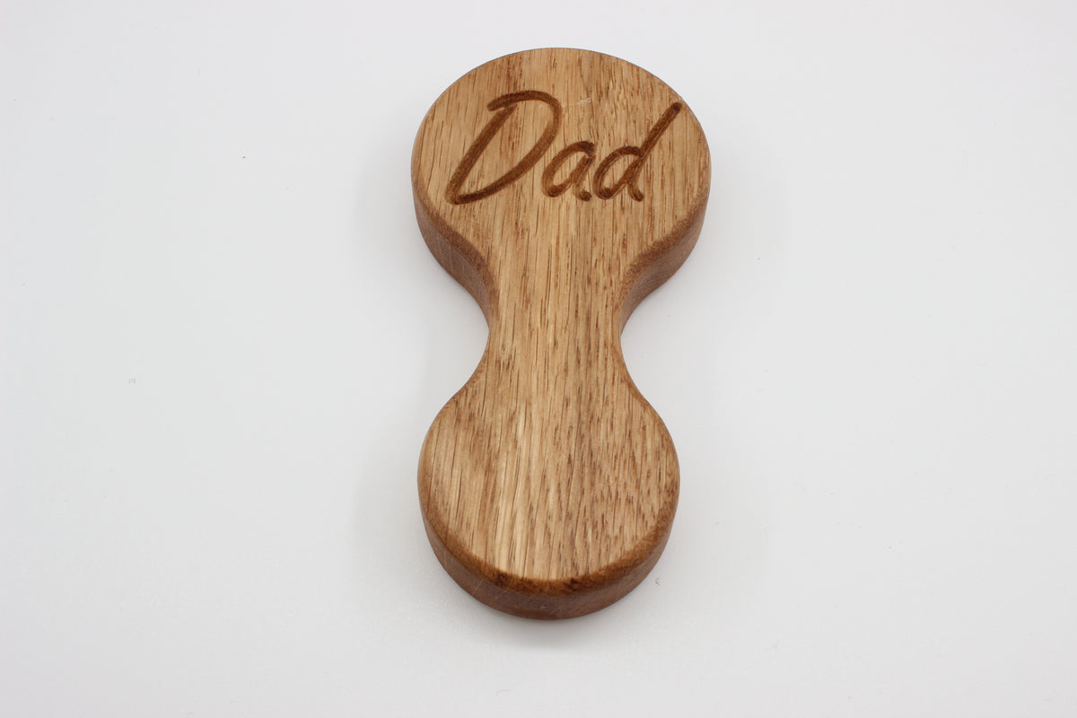 Signature Oak Bottle Opener engraved with Dad