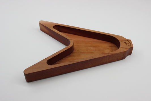 Handcrafted cherry Flying V guitar valet tray