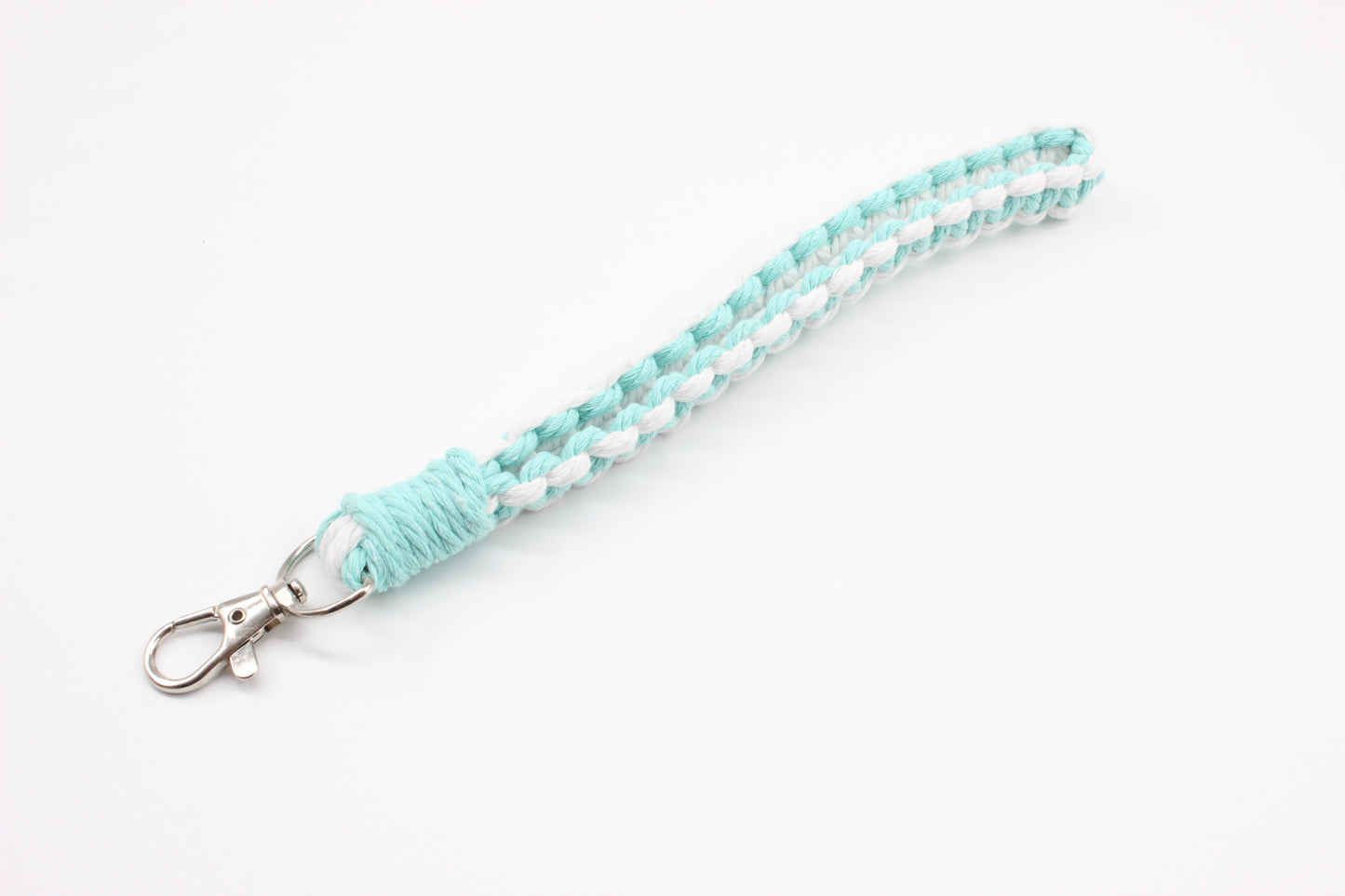 Mint Green & White Macrame Wristlet