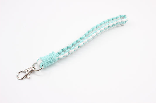 Mint Green & White Macrame Wristlet
