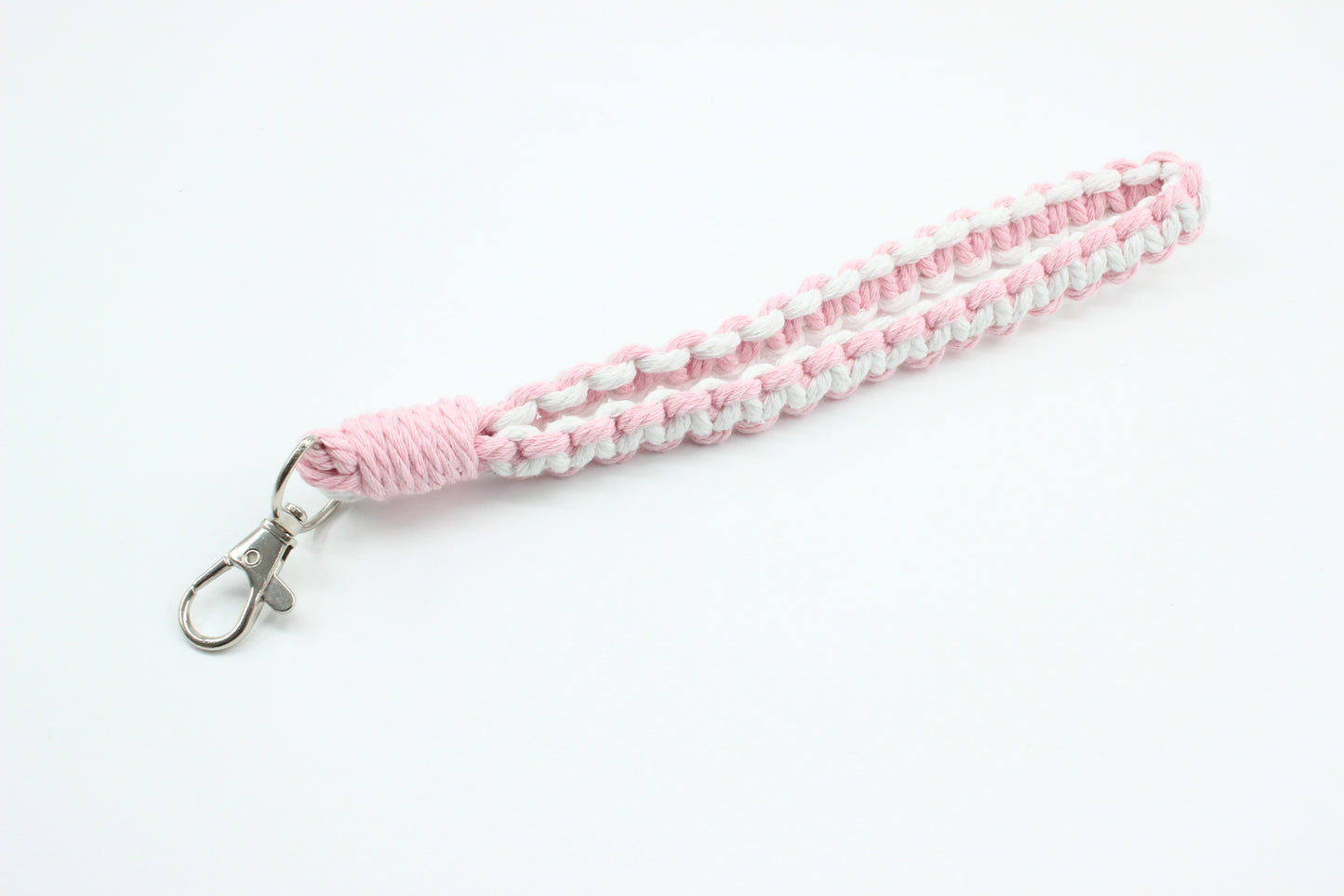 Pink & White Macrame Wristlet