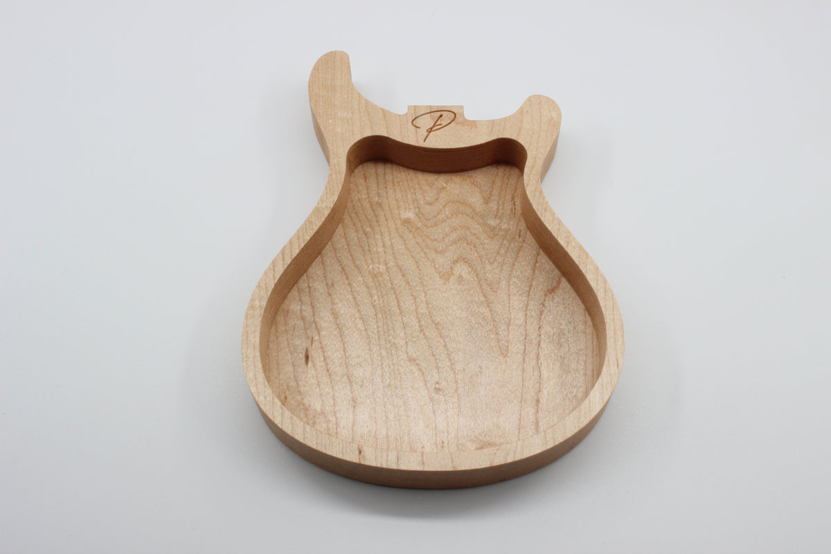 Handcrafted solid maple double-cut guitar valet tray