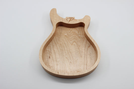 Handcrafted solid maple double-cut guitar valet tray