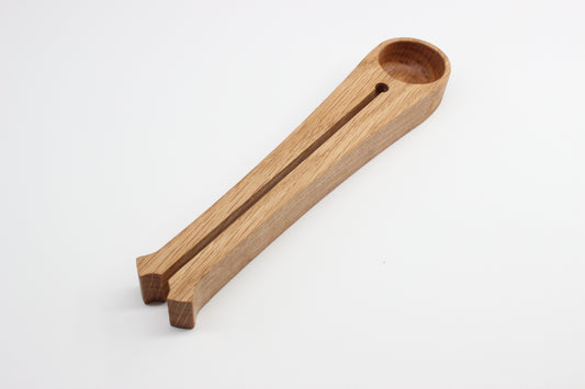 Handcrafted oak coffee scoop and bag clip