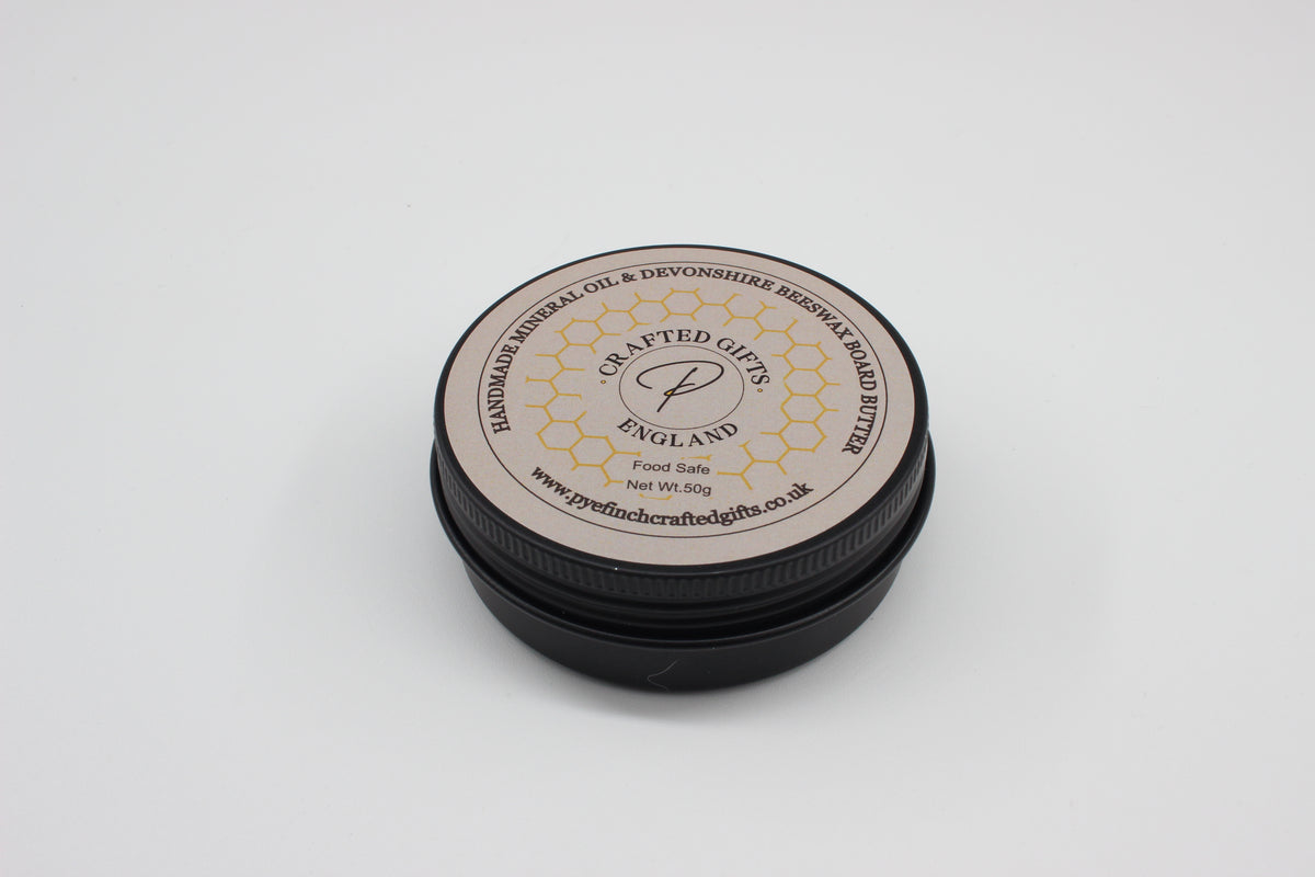 Pyefinch Board Butter wood conditioner in reusable 50g tin